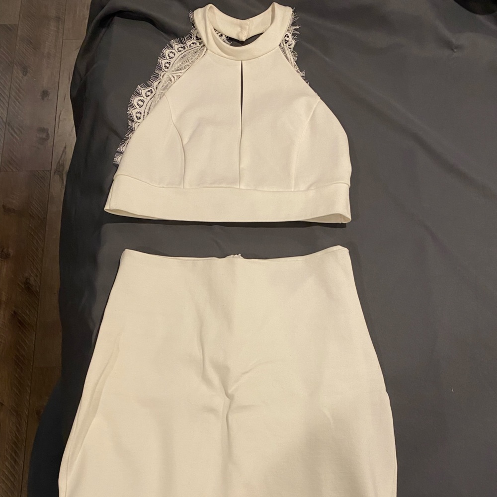 White two piece skirt and halter top